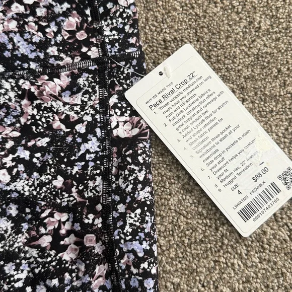 Lululemon Pace Rival Crop *22" Floral Spritz Multi / Black -  4 - Picture 7 of 9